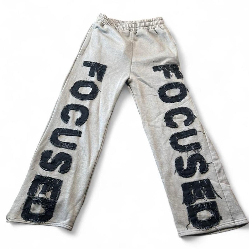 FOCUSED Grey Wide Leg Sweatpants Size S | Relaxed Streetwear Fit 🔥